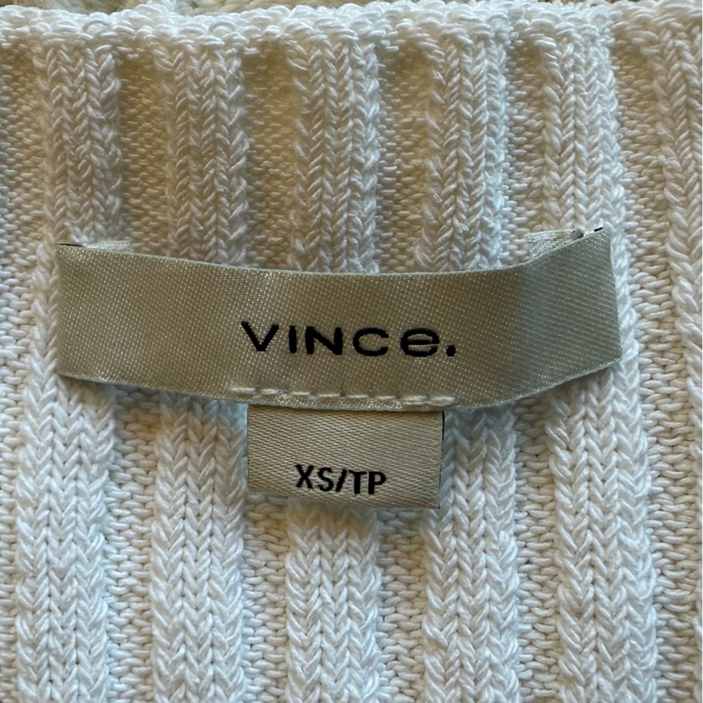 VINCE Rib Tie Back Cotton Blend Tank Top in Optic White Size XS - Picture 11 of 14